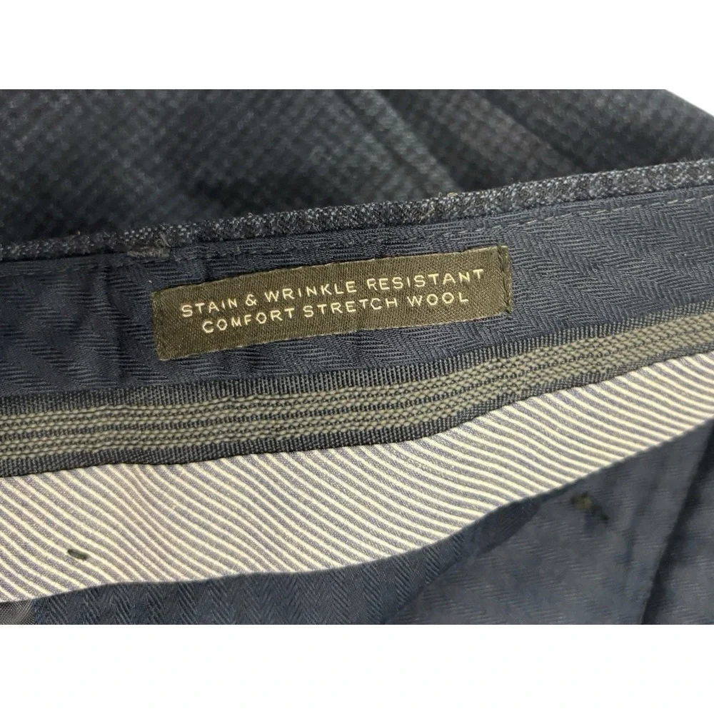 Banana Republic 33x34 Navy Blue Houndstooth Flannel Wool Pants Trousers Slim Fit
